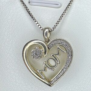 925 Diamond Mom Heart Necklace